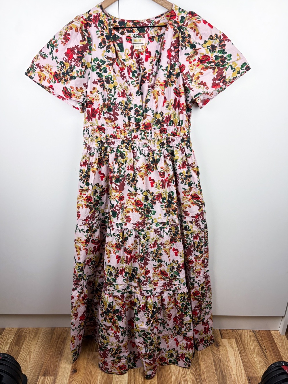 Anthropologie Maeve Somerset Maxi Dress Pink Red Green Yellow Floral 100% Cotton - Picture 2 of 6